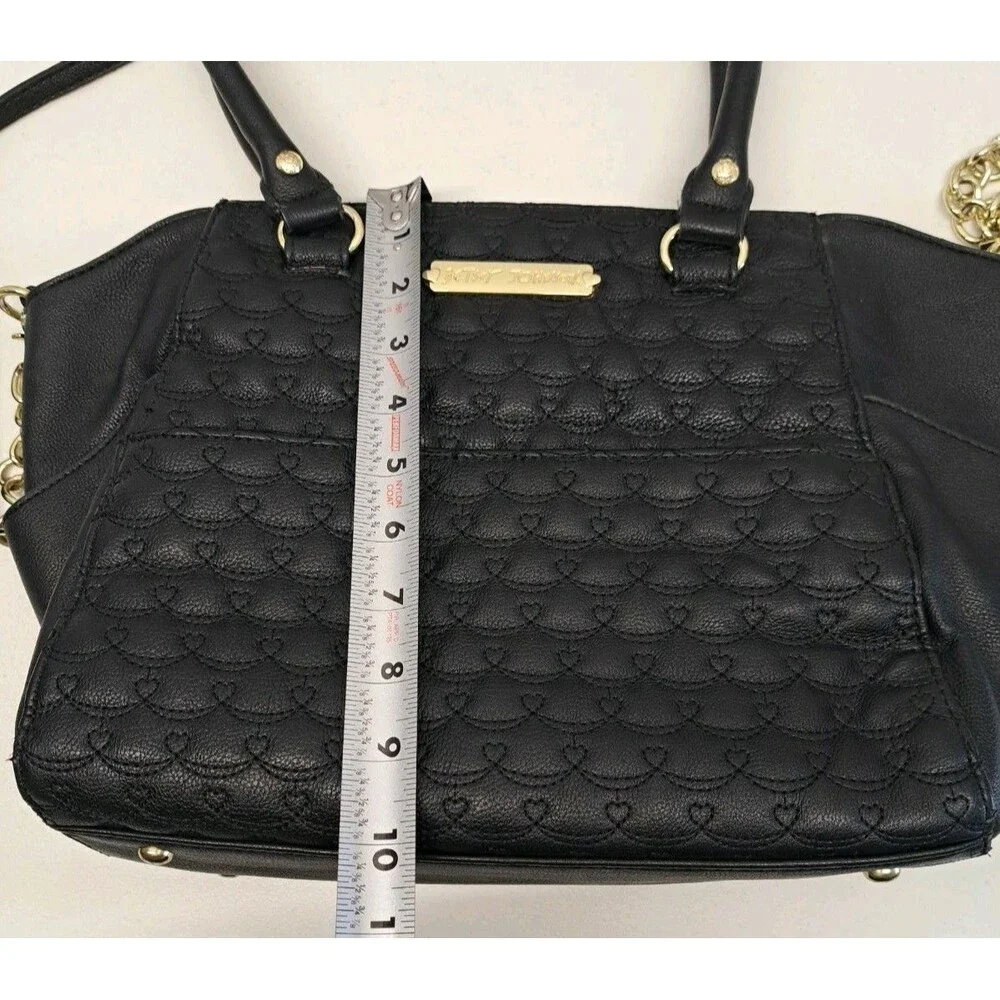 Betsey Johnson Quilted Satchel Black Bag - Picture 13 of 15